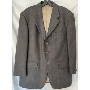 Oscar De La Renta Men’s Blazer Suit Jacket Size 40 Slim 100% Wool Brown Black